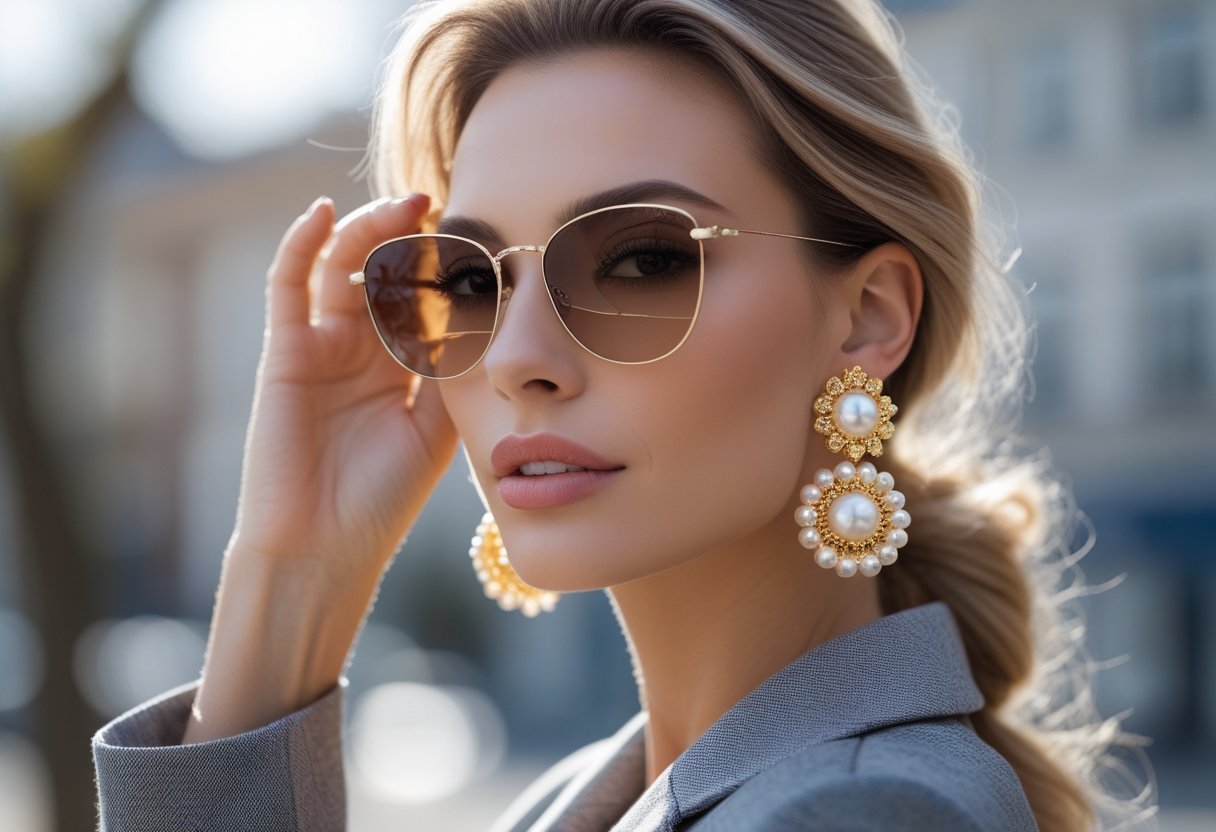 Sådan styler du dine solbriller med guldøreringe med perler
