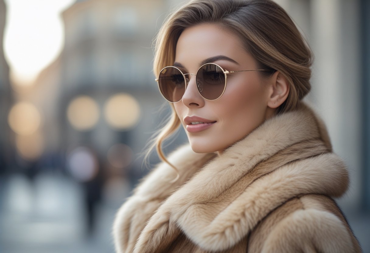 Sådan styler du runde solbriller med en smuk pelsjakke til kvinder